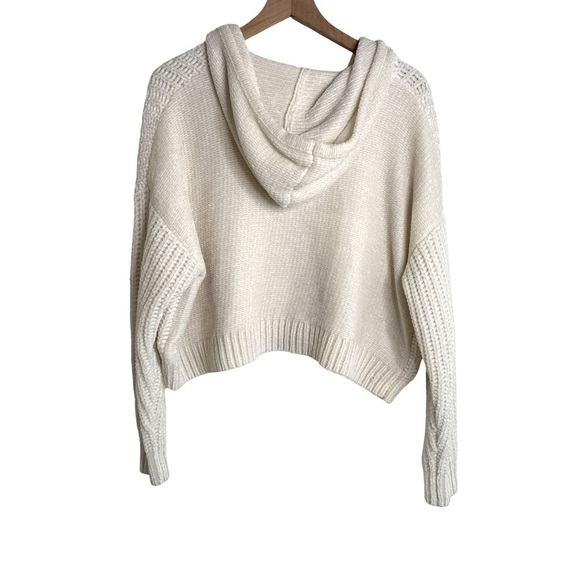 Aeropostale Chenille Henley Hoodie Cream XL Cozy Soft Pullover Sweater - Picture 5 of 10